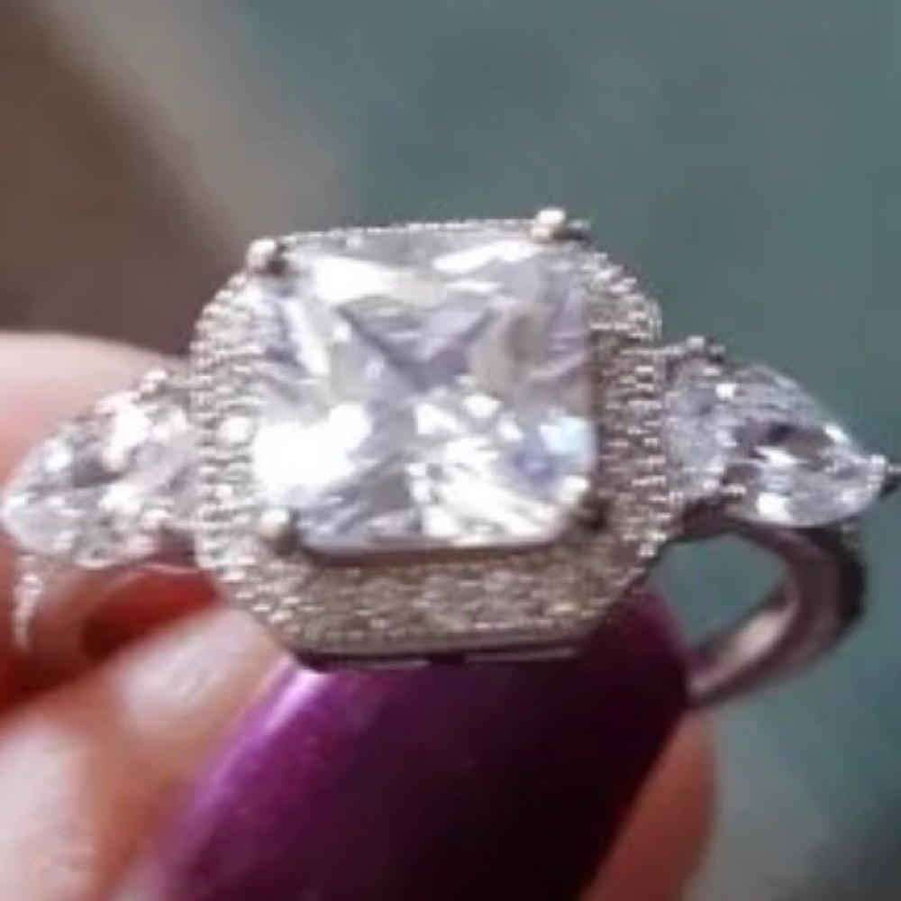 Princess Cut White Sapphire Cocktail Ring